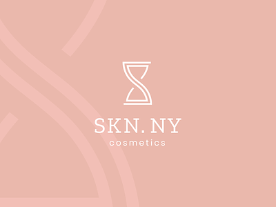 SKN.NY Cosmetics Logo Design brand identity branding cosmetics hourglass logo pink