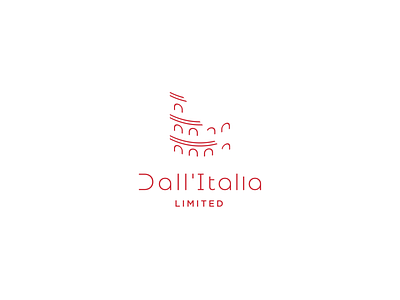 Dall'Italia Limited Logo Design branding coliseum colosseum italy logo minimalist red rome