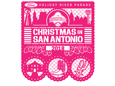 San Antonio Holiday River Parade 2018 christmas design eleazar hernandez event logo papel picado riverwalk san antonio sans serif vector