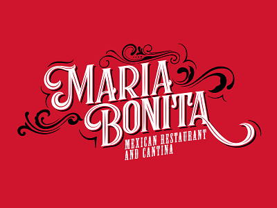 Maria Bonita Logo branding design eleazar hernandez illustrator logo mexican mexican food mexican restaurant red retail san antonio swirls typography vector