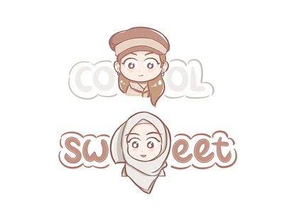 Girl Sticker : Cool & Sweet girl character icon illustration sticker