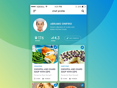 Daily UI #2 Recipe mobile app UI app chef food ios kitchen mobile profile recipe