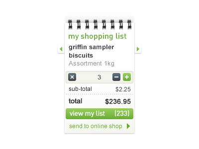 Shopping Widget design ui