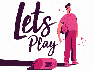 Lets Play dribbble debut dribbble first hello illustration invite shot