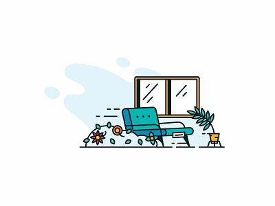Couch on the track air clean couch design green icon illustration illustrator ui