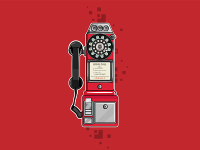 Vintage Public Telephone design digital art flat illustration flatdesign graphicdesign illustration illustrator retro ui vectorart