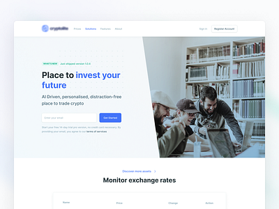 Cryptocurrency Exchange Platform Landing Page 3d animation app bootstrap branding component design forms free download graphic design logo motion graphics tailwind ui