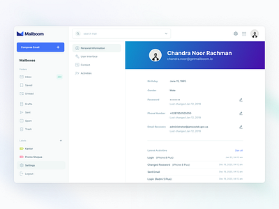 Settings Page on Email Application app bootstrap branding component design figma forms free download freebies graphic design illustration logo product design sketch ui ui design uiux ux design