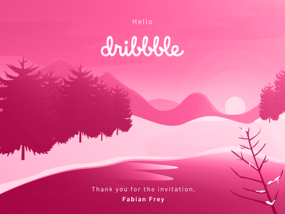 Hello Dribbble! dribbble first shot invite landscape