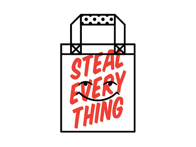 Steal Everything bag cartoon face pop retro tote