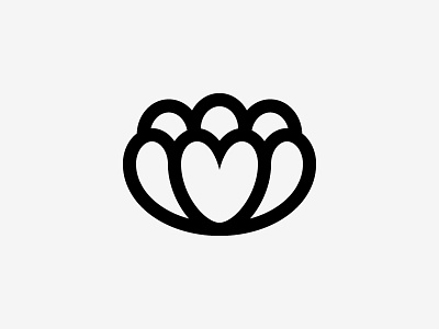 Flower + Heart flower heart icon logo mark petal