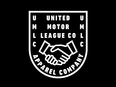 United Motor League Co. badge branding clothing crest hands handshake logo motorcycle