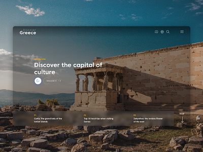 Discover Greece | Re-imaging the Tourism Experience animation design system greece landscapes minimal modern redesign sea tourism travel ui design ux design vacations