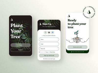 Plant your tree app (Voluntary activity) account activities app design dailyui dailyui 001 dailyuichallenge login signup ui design