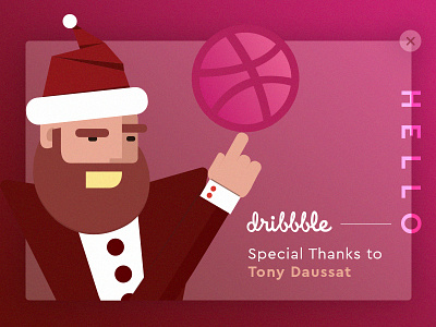 Hello Dribbble card christmas debut hello santa claus shots xmas dribbble first invite thanks welcome
