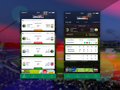 Live Cricket Match Mobile App UI Design design mobile app design mobile application mobile design mobile ui mobile ui design mobile uiux ui ux