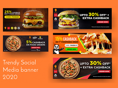 Online Food Ordering Cashback Offer Banner for Social Media