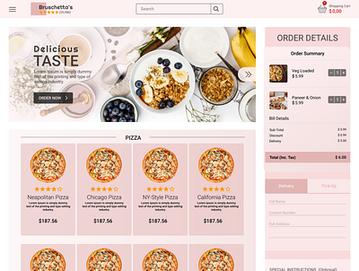 Food delivery web UI for Pizza Outlet branding design food graphic design logo online delivery pizza typography ui ui design web