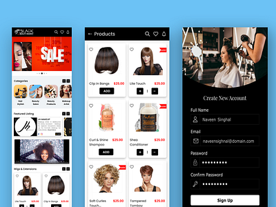 App UI for Beauty product and Salon