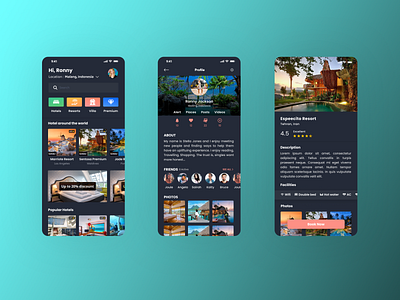 Hotel booking App UI with traveling package
