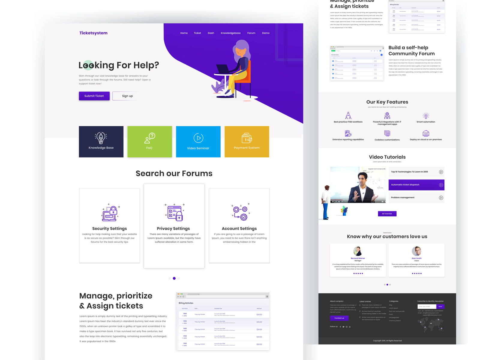 Ticket System Landing page design by Protocloud Technologies on Dribbble