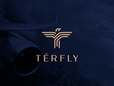 Térfly Logo aircraft airline airlines bird blue branding company company branding france french icon identity jet jets logo logotype military private jet private jets symbol