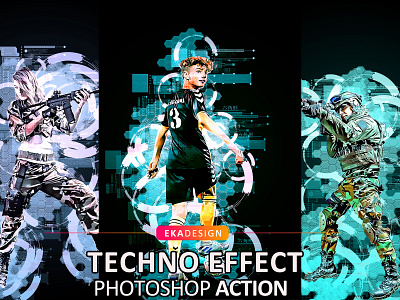 Techno Effect Photoshop Action adobe photoshop graphic design photo editing photo effect photo work photoshop