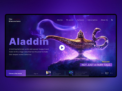 Aladdin Header for a Slider banner clean color header movie ui ux violet webdesign