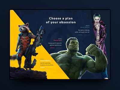 Subscription section of The Dimensions platform banner gradient landing page marvel movies ui ux webdesign