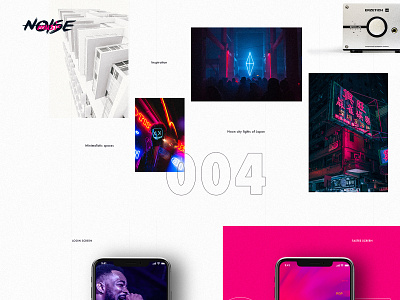 The Noise Music App inspiration grid application case minimalistic neon ui ux web design