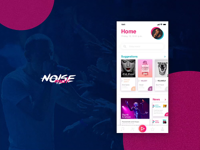 Noise Music app menu animation animation content design gradient ios loading menu music overlay ui