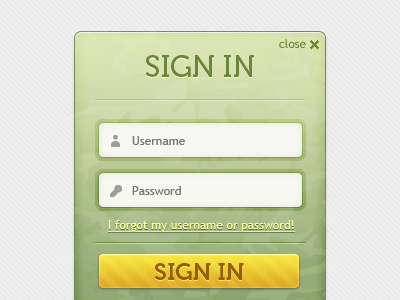 Sign in UI gui in interface log in password sign sign in ui username