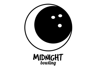Midnight Bowling Abstract black bowling logo midnight bowling white