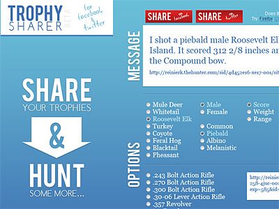 Trophy Sharer blue facebook game gradient hunter twitter ui website
