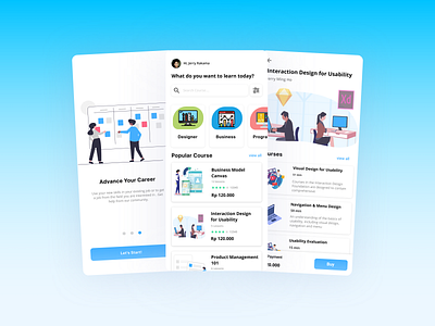 Online Course Mobile App Concept animation app branding course design graphic design icon illustration logo mobileapp onlinecourse ui uiux