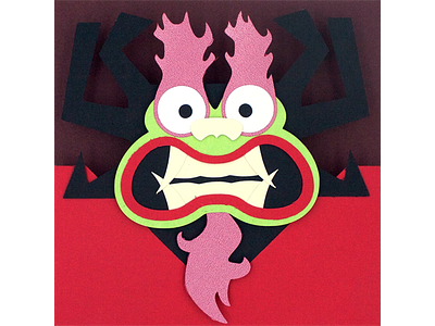 Aku cartoon network design paper art samurai jack