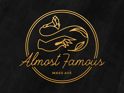 Almost Famous Logo branding design flower gold hand hands identity local logo