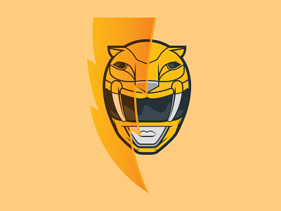 Yellow Ranger Helmet illustration illustrator lightning power rangers tv yellow