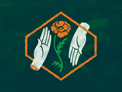 Secondhand Poppy Logo flower green hand identity illustration illustrator logo orange secondhand vintage