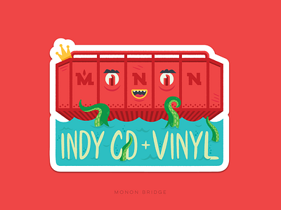 Indy CD & Vinyl Sticker - Monon Bridge design illustration monster record store sticker sticker design