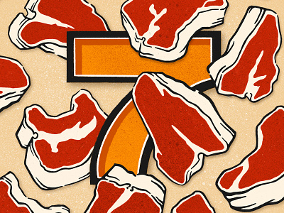 7 Years at Lodge Design illustration procreate seven steak type typedesign typography
