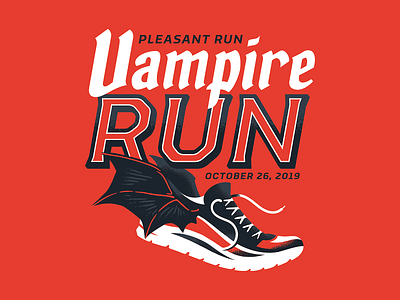 Unused Vampire Run Shirt Design 5k run halloween illustration run running t shirt t shirt design t shirt illustration vampire
