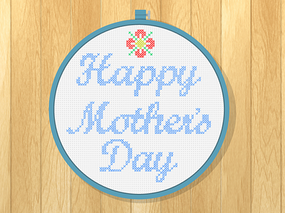 Mothersday 2014 card cross stitch illustration mom mothers day