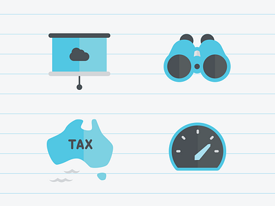 Roadshow Icons binoculars flat icons illustrations presentation speedometer tax