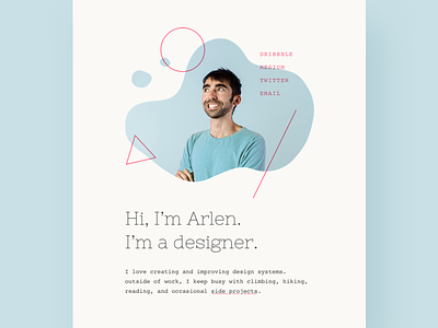 Personal site single-page slab-serif typography website