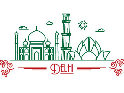 Delhi delhi green line art lotus temple monument qutub minar red taj mahal
