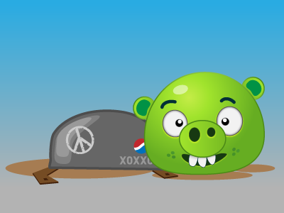 World Peace OINK! angry bird bad pig green helmet pepsi pig world peace