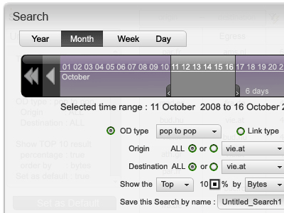 Search Panel time range selector flex interface search timeline ux