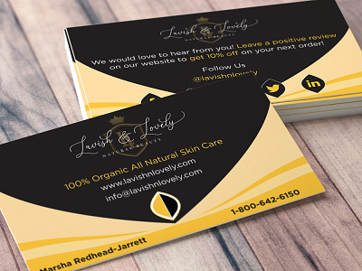 Lavish & Lovely - Business Cards beauty body care branding business cards cream design fashion graphic design identity illustration logo oil organic printing products skin care stationery typography vector