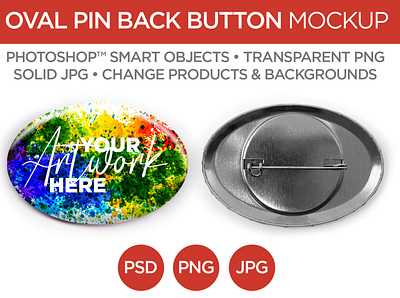 1.5x2.25" Oval Pin Back Button Mockup & Template advertising branding button graphic design marketing mockup oval photography photoshop pin promotional template